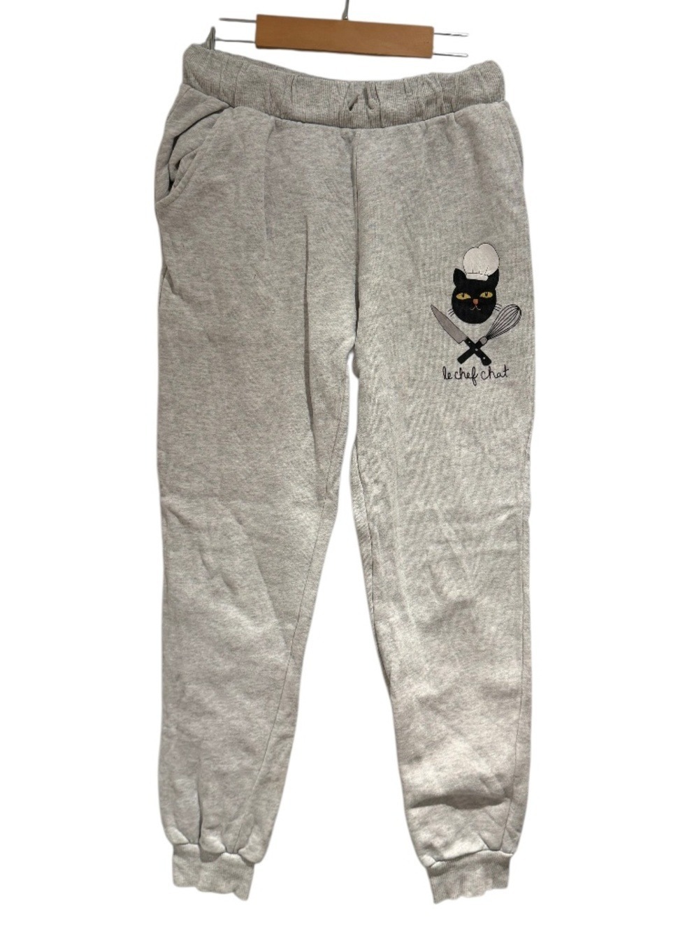 MINI RODINI grey “le chef cat” sweatpants/joggers - size 140/146 (9-11)